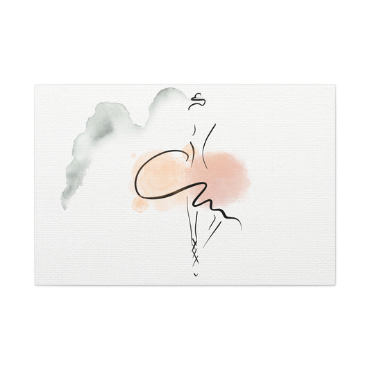 Abstract art of a dove holding flowers on a white background
