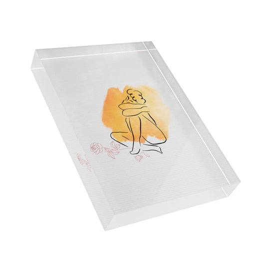 Side angle view of the “Your Roses” minimalist art photo block, showing its clear modern edges and romantic watercolor design.