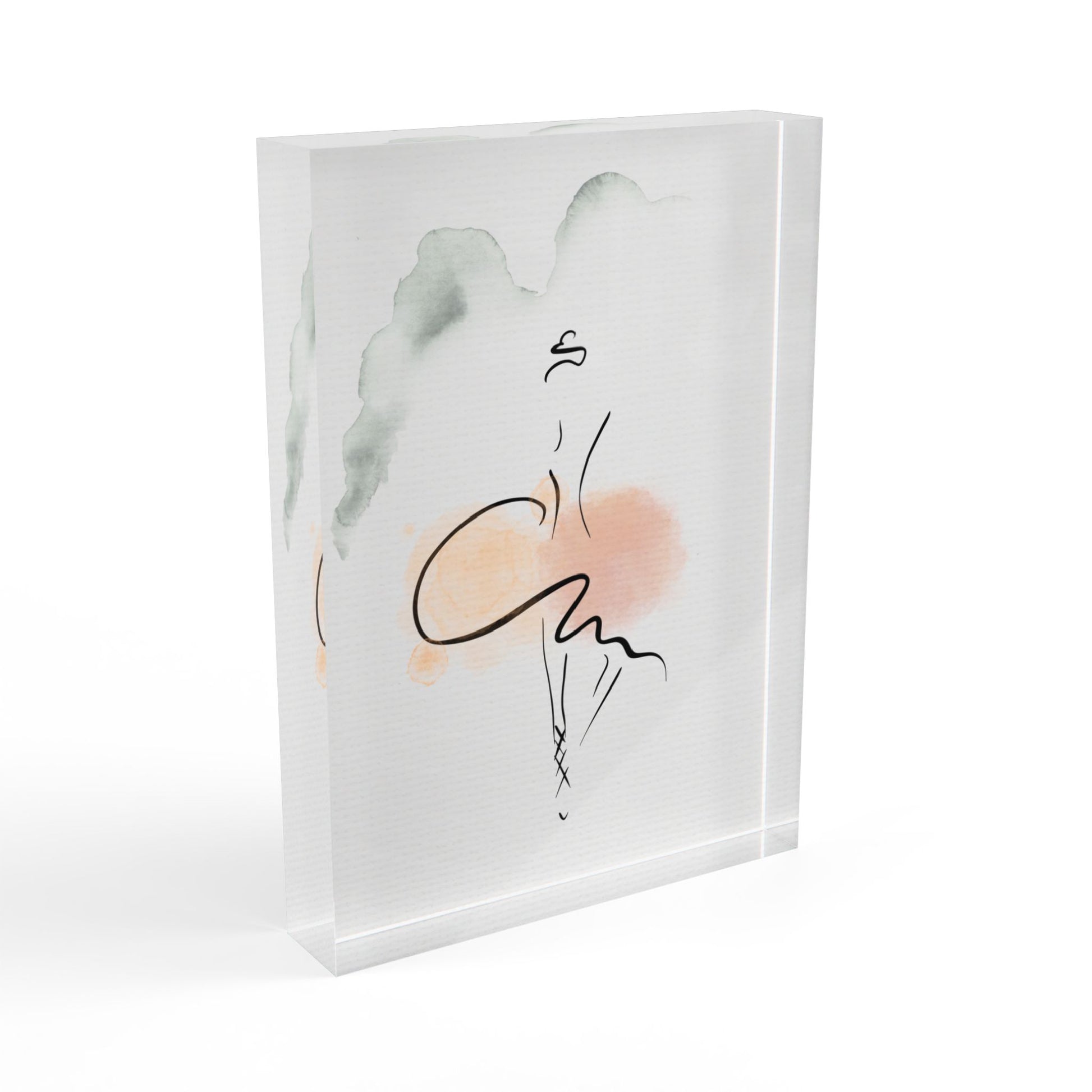Abstract art print of a dancer with watercolor elements on a white background