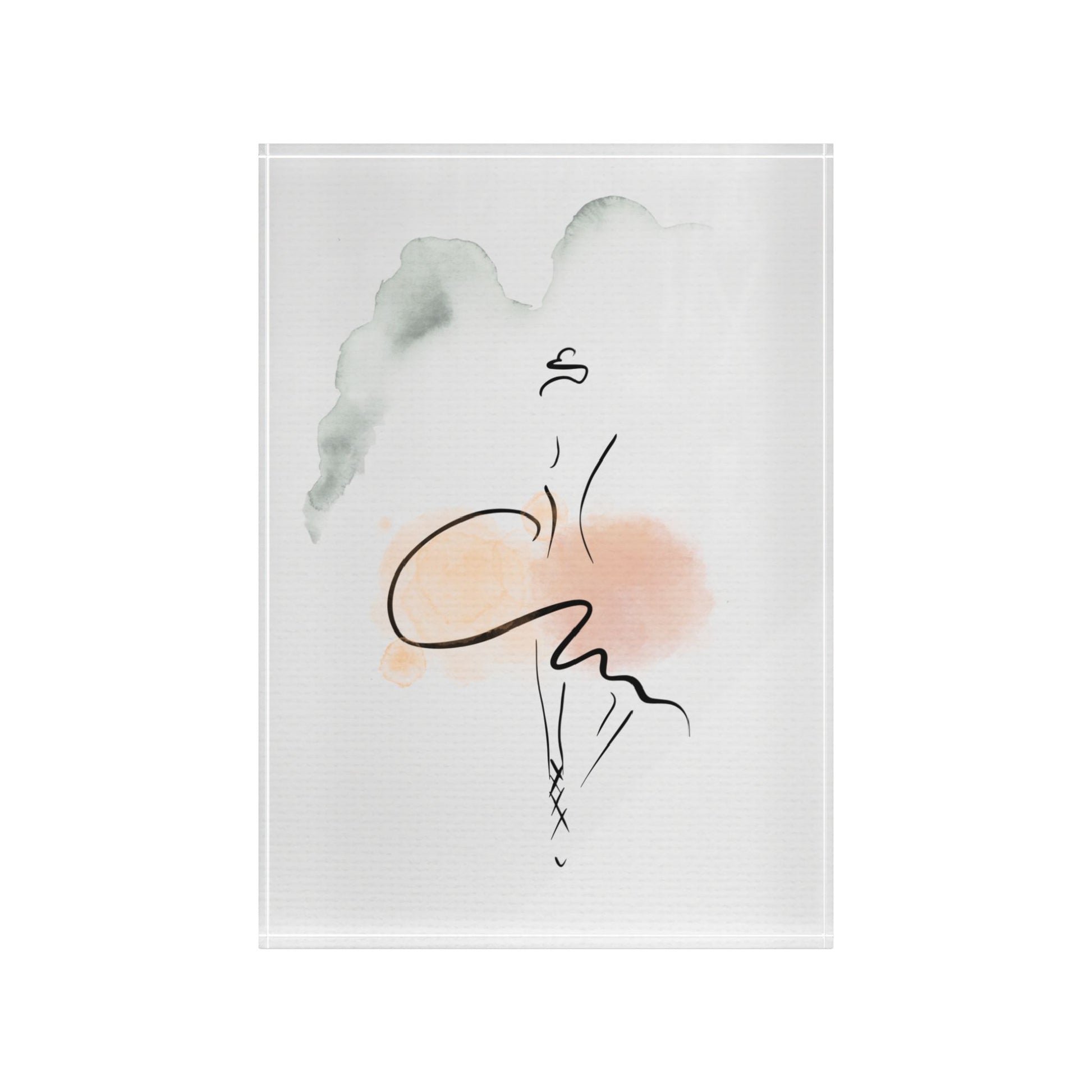 Abstract art print of a dancer with a heart shape on a white background