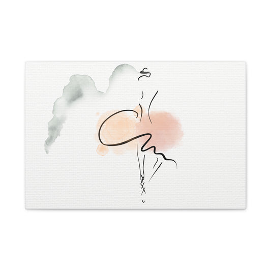 Abstract art piece with a dove and heart on a white background