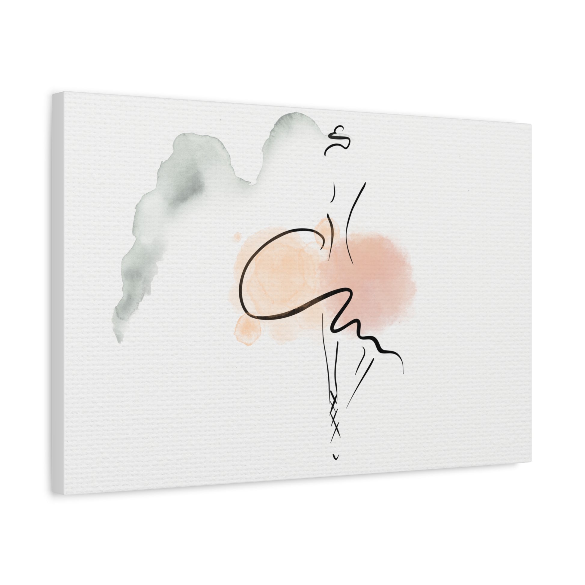 Abstract artwork of a figure holding a heart on a white background