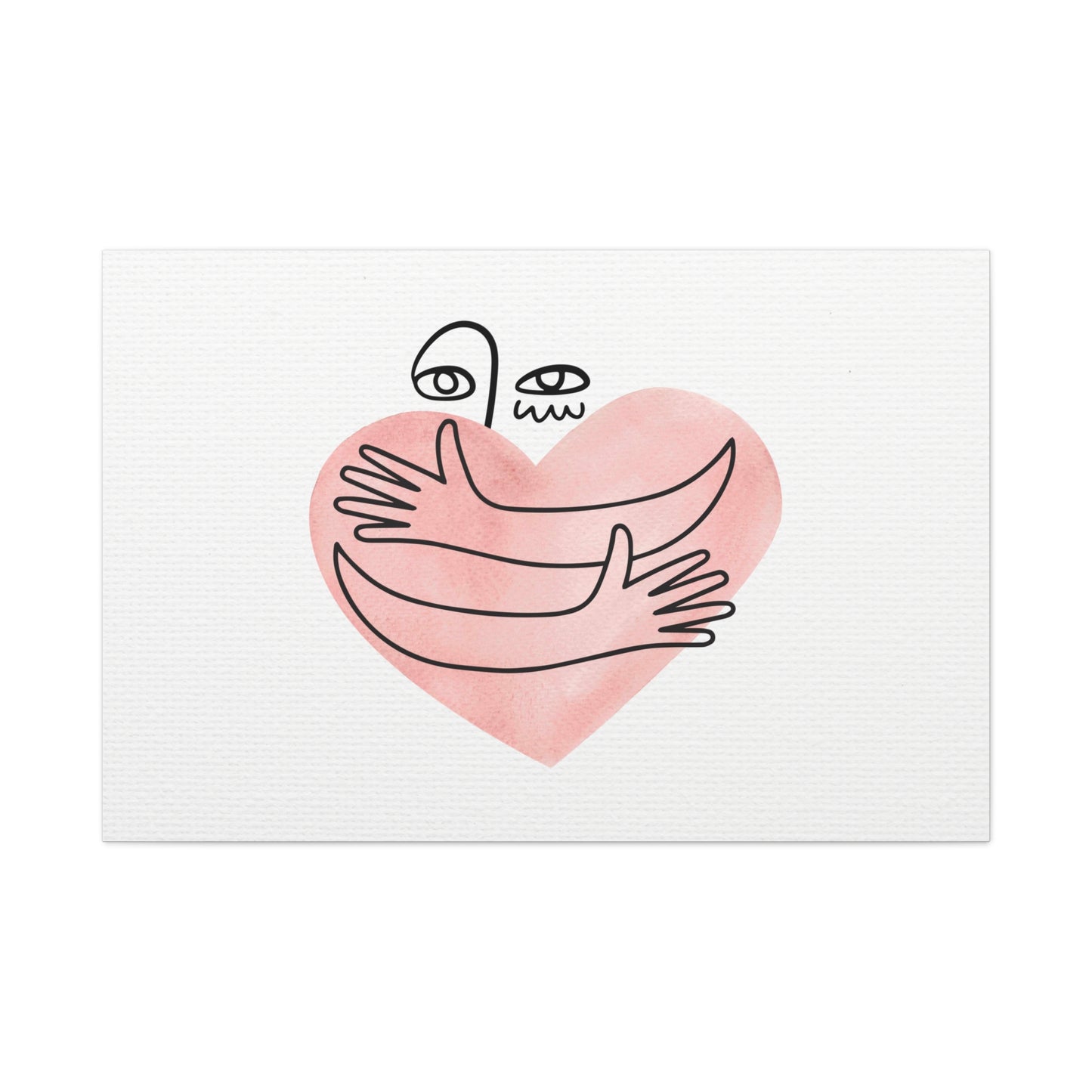 Heart-shaped illustration with abstract faces on a white background