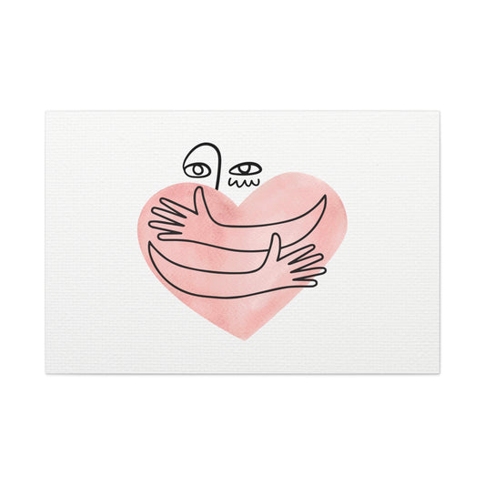 Heart-shaped illustration with abstract faces on a white background