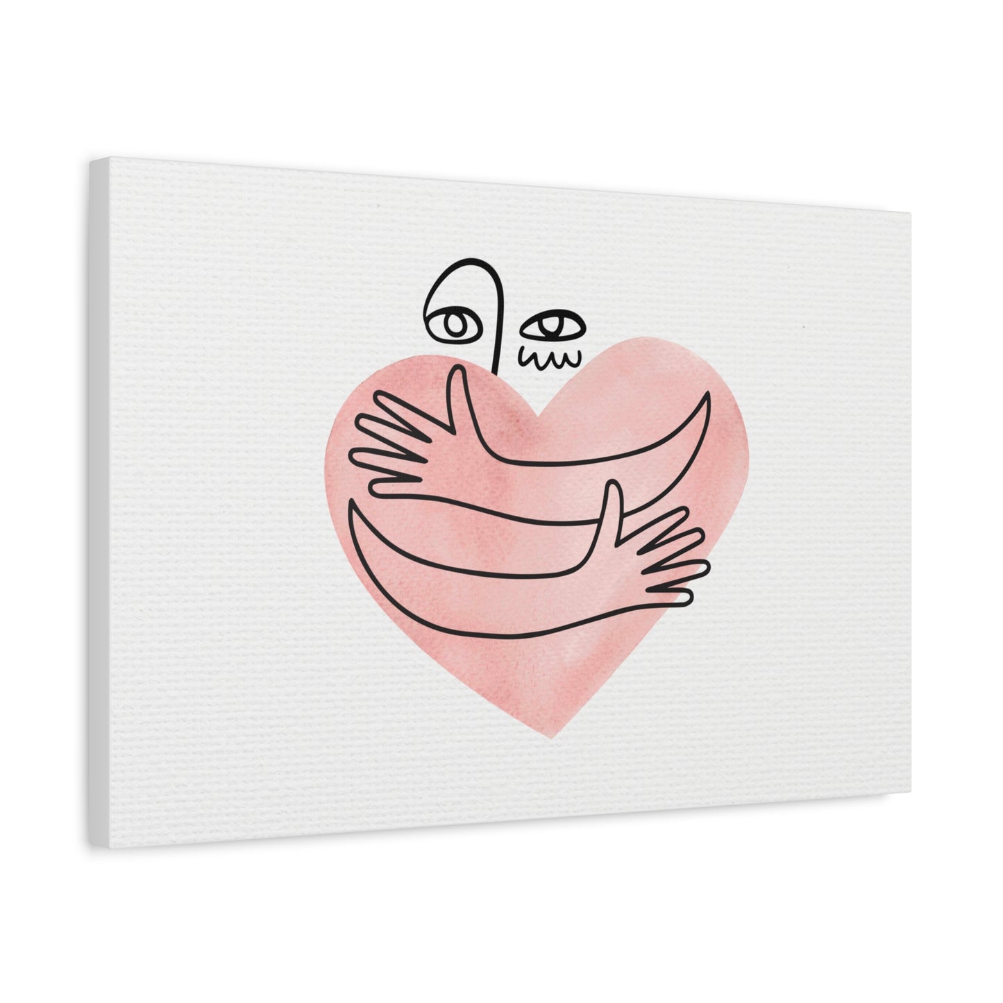 Canvas print with a heart and hands design on a white background