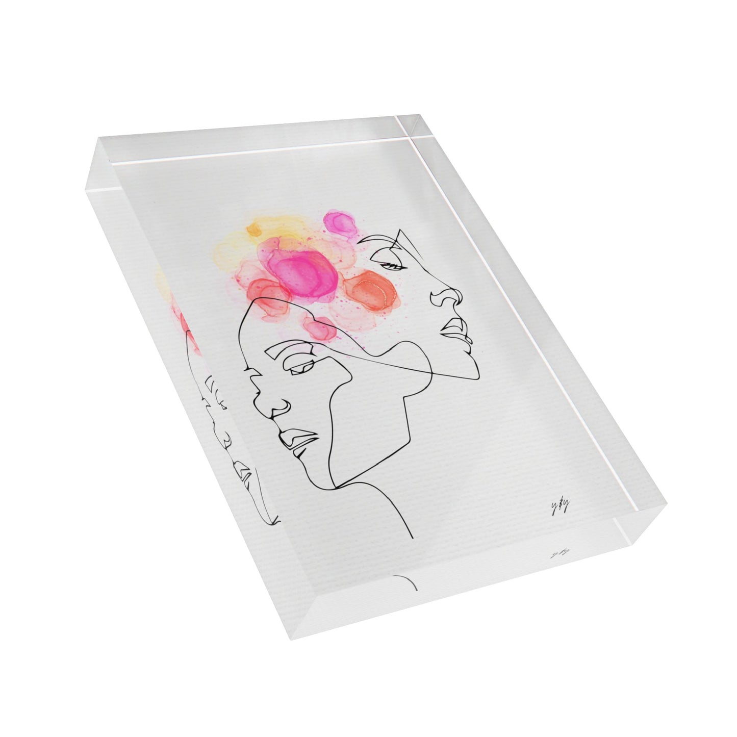 Close-up view of The Last Kiss album cover printed on a premium photo block, minimalist romantic art for home or office décor.