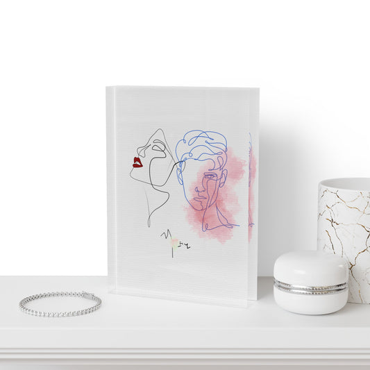 Minimalist photo block wall art inspired by the track The Sunset We Never Saw from the Love Story album, modern romantic decor in watercolor style.