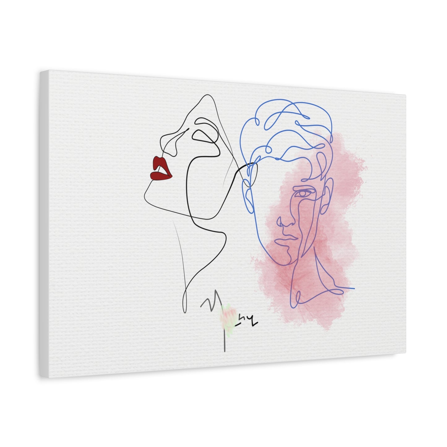 Abstract line art of two faces on a white background