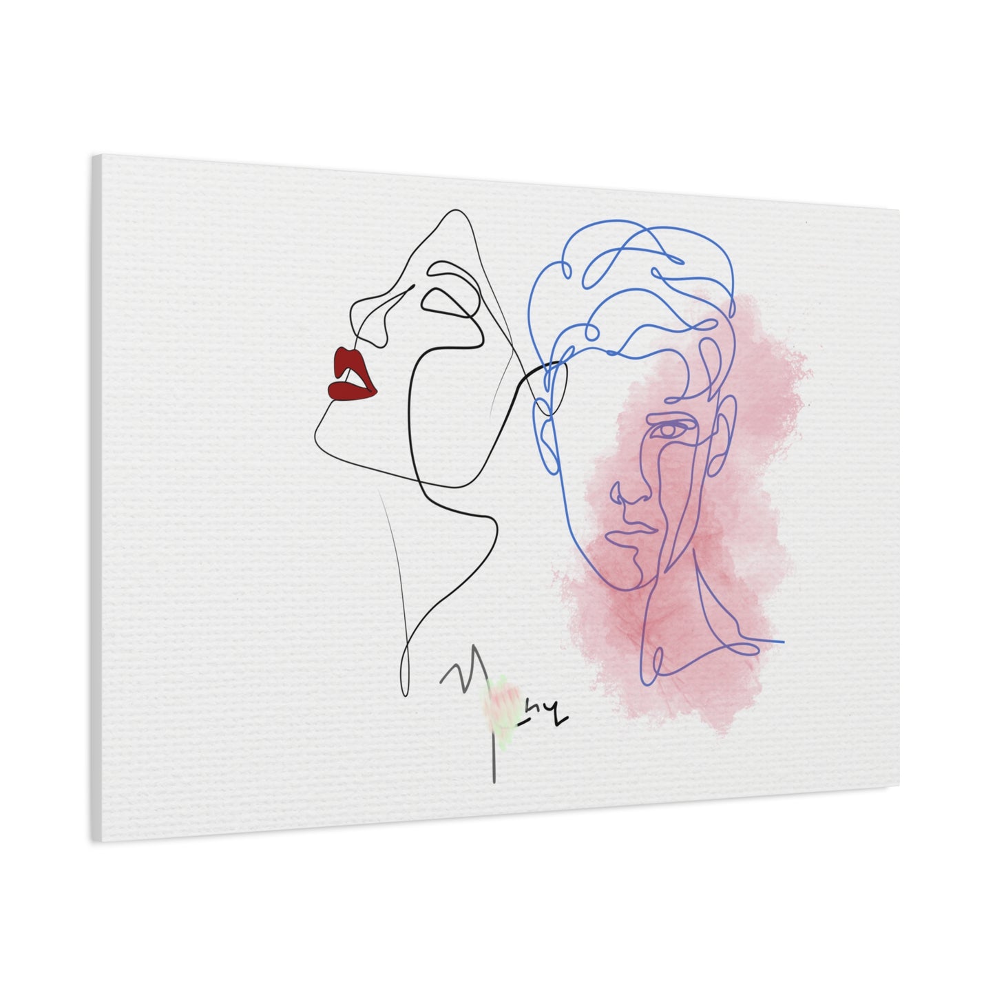 Abstract line art of two faces on a white background