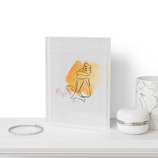 Photo block displaying the “Your Roses” album cover artwork, featuring minimalist line art with soft watercolor tones, placed on a white shelf.