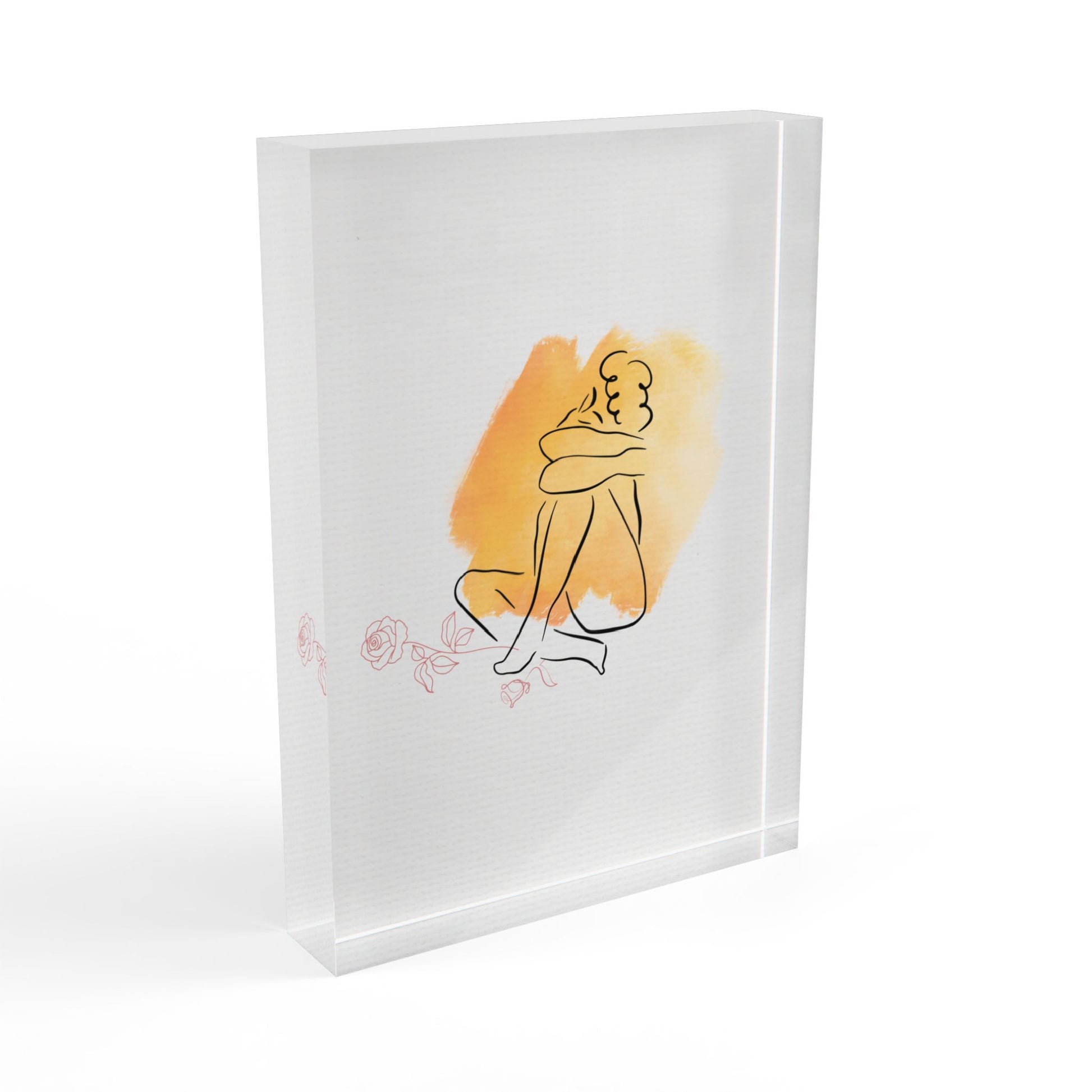 Lifestyle scene of the “Your Roses” album cover photo block displayed as elegant home décor on a white surface.